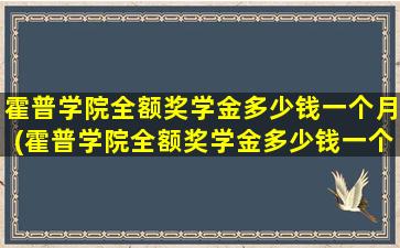 霍普学院全额奖学金多少钱一个月(霍普学院全额奖学金多少钱一个)