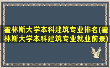 霍林斯大学本科建筑专业排名(霍林斯大学本科建筑专业就业前景)