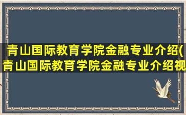 青山国际教育学院金融专业介绍(青山国际教育学院金融专业介绍视频)