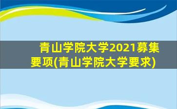 青山学院大学2021募集要项(青山学院大学要求)