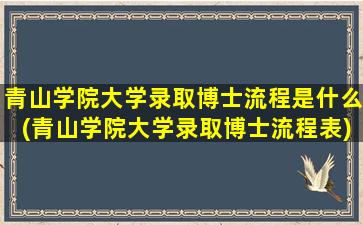 青山学院大学录取博士流程是什么(青山学院大学录取博士流程表)