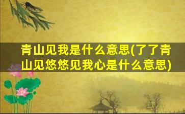 青山见我是什么意思(了了青山见悠悠见我心是什么意思)