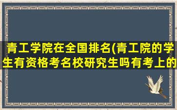 青工学院在全国排名(青工院的学生有资格考名校研究生吗有考上的吗)