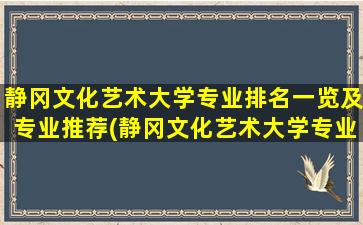 静冈文化艺术大学专业排名一览及专业推荐(静冈文化艺术大学专业排名一览及专业推荐名单)