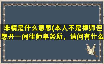 非精是什么意思(本人不是律师但想开一间律师事务所，请问有什么办法的吗)