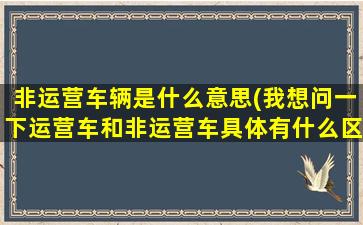 非运营车辆是什么意思(我想问一下运营车和非运营车具体有什么区别)