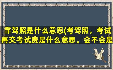 靠驾照是什么意思(考驾照，考试再交考试费是什么意思。会不会是骗人)