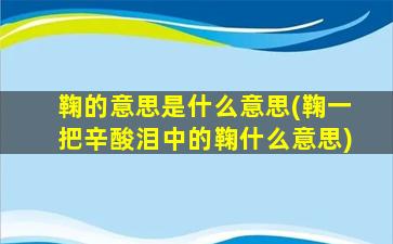 鞠的意思是什么意思(鞠一把辛酸泪中的鞠什么意思)