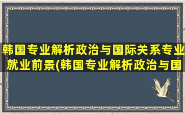 韩国专业解析政治与国际关系专业就业前景(韩国专业解析政治与国际关系专业课程)