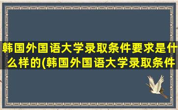 韩国外国语大学录取条件要求是什么样的(韩国外国语大学录取条件要求是什么呢)