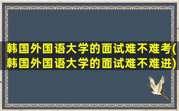 韩国外国语大学的面试难不难考(韩国外国语大学的面试难不难进)