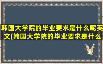 韩国大学院的毕业要求是什么呢英文(韩国大学院的毕业要求是什么呢知乎)