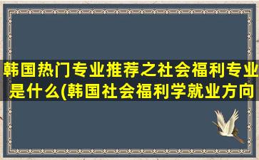 韩国热门专业推荐之社会福利专业是什么(韩国社会福利学就业方向)