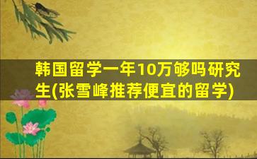 韩国留学一年10万够吗研究生(张雪峰推荐便宜的留学)