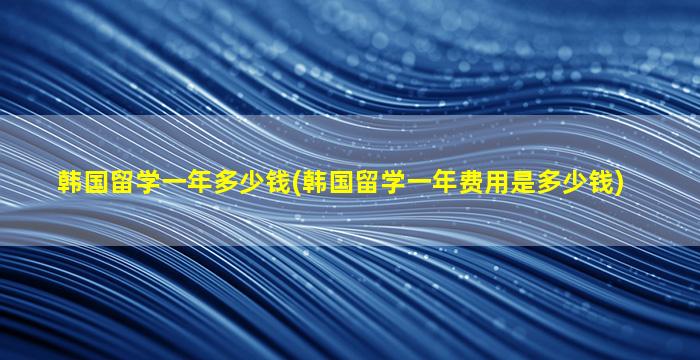 韩国留学一年多少钱(韩国留学一年费用是多少钱)