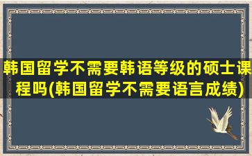 韩国留学不需要韩语等级的硕士课程吗(韩国留学不需要语言成绩)