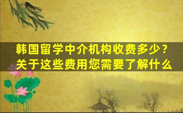 韩国留学中介机构收费多少？关于这些费用您需要了解什么