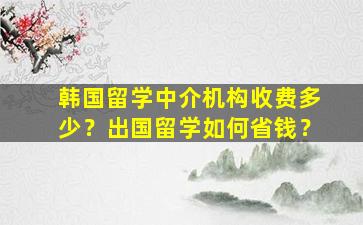 韩国留学中介机构收费多少？出国留学如何省钱？