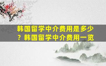 韩国留学中介费用是多少？韩国留学中介费用一览