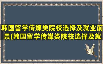 韩国留学传媒类院校选择及就业前景(韩国留学传媒类院校选择及就业情况)