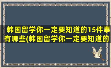 韩国留学你一定要知道的15件事有哪些(韩国留学你一定要知道的15件事)