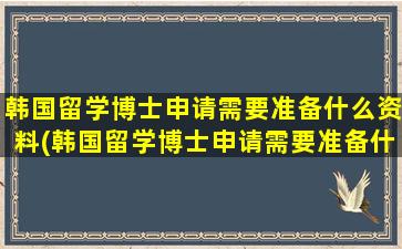 韩国留学博士申请需要准备什么资料(韩国留学博士申请需要准备什么东西)