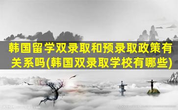 韩国留学双录取和预录取政策有关系吗(韩国双录取学校有哪些)