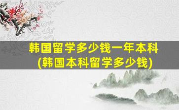 韩国留学多少钱一年本科(韩国本科留学多少钱)