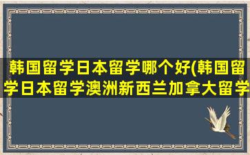 韩国留学日本留学哪个好(韩国留学日本留学澳洲新西兰加拿大留学)