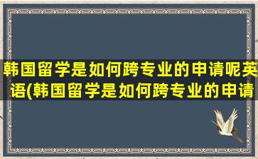 韩国留学是如何跨专业的申请呢英语(韩国留学是如何跨专业的申请呢英文)