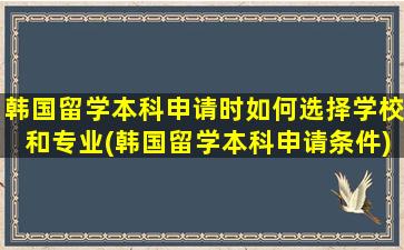 韩国留学本科申请时如何选择学校和专业(韩国留学本科申请条件)