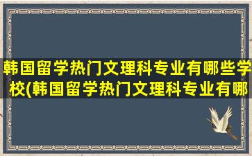 韩国留学热门文理科专业有哪些学校(韩国留学热门文理科专业有哪些好)