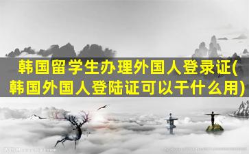 韩国留学生办理外国人登录证(韩国外国人登陆证可以干什么用)