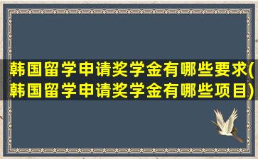 韩国留学申请奖学金有哪些要求(韩国留学申请奖学金有哪些项目)