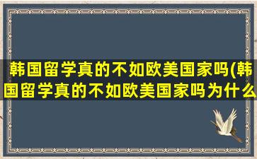 韩国留学真的不如欧美国家吗(韩国留学真的不如欧美国家吗为什么)