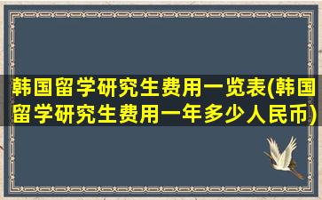 韩国留学研究生费用一览表(韩国留学研究生费用一年多少人民币)