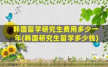 韩国留学研究生费用多少一年(韩国研究生留学多少钱)