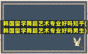 韩国留学舞蹈艺术专业好吗知乎(韩国留学舞蹈艺术专业好吗男生)