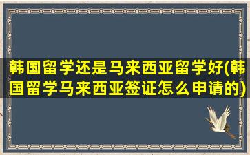 韩国留学还是马来西亚留学好(韩国留学马来西亚签证怎么申请的)