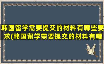 韩国留学需要提交的材料有哪些要求(韩国留学需要提交的材料有哪些内容)