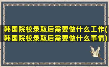 韩国院校录取后需要做什么工作(韩国院校录取后需要做什么事情)