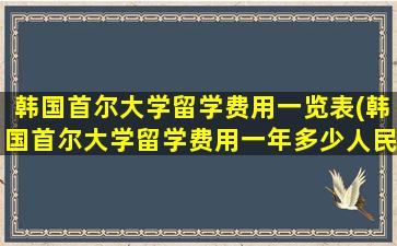 韩国首尔大学留学费用一览表(韩国首尔大学留学费用一年多少人民币)