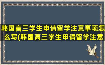 韩国高三学生申请留学注意事项怎么写(韩国高三学生申请留学注意事项)