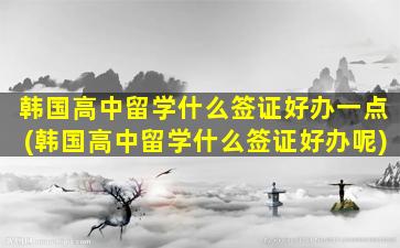 韩国高中留学什么签证好办一点(韩国高中留学什么签证好办呢)