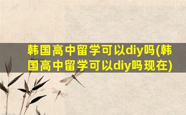 韩国高中留学可以diy吗(韩国高中留学可以diy吗现在)