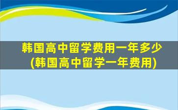 韩国高中留学费用一年多少(韩国高中留学一年费用)