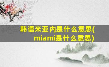 韩语米亚内是什么意思(miami是什么意思)