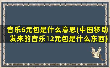 音乐6元包是什么意思(中国移动发来的音乐12元包是什么东西)