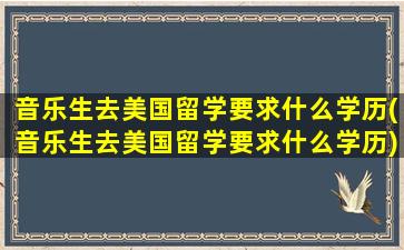 音乐生去美国留学要求什么学历(音乐生去美国留学要求什么学历)