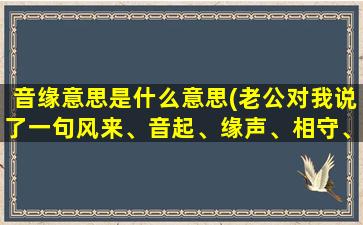 音缘意思是什么意思(老公对我说了一句风来、音起、缘声、相守、是什么意思呢)